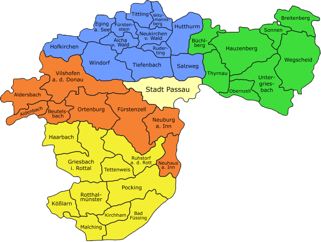 Karte Landkreis und Stadt Passau